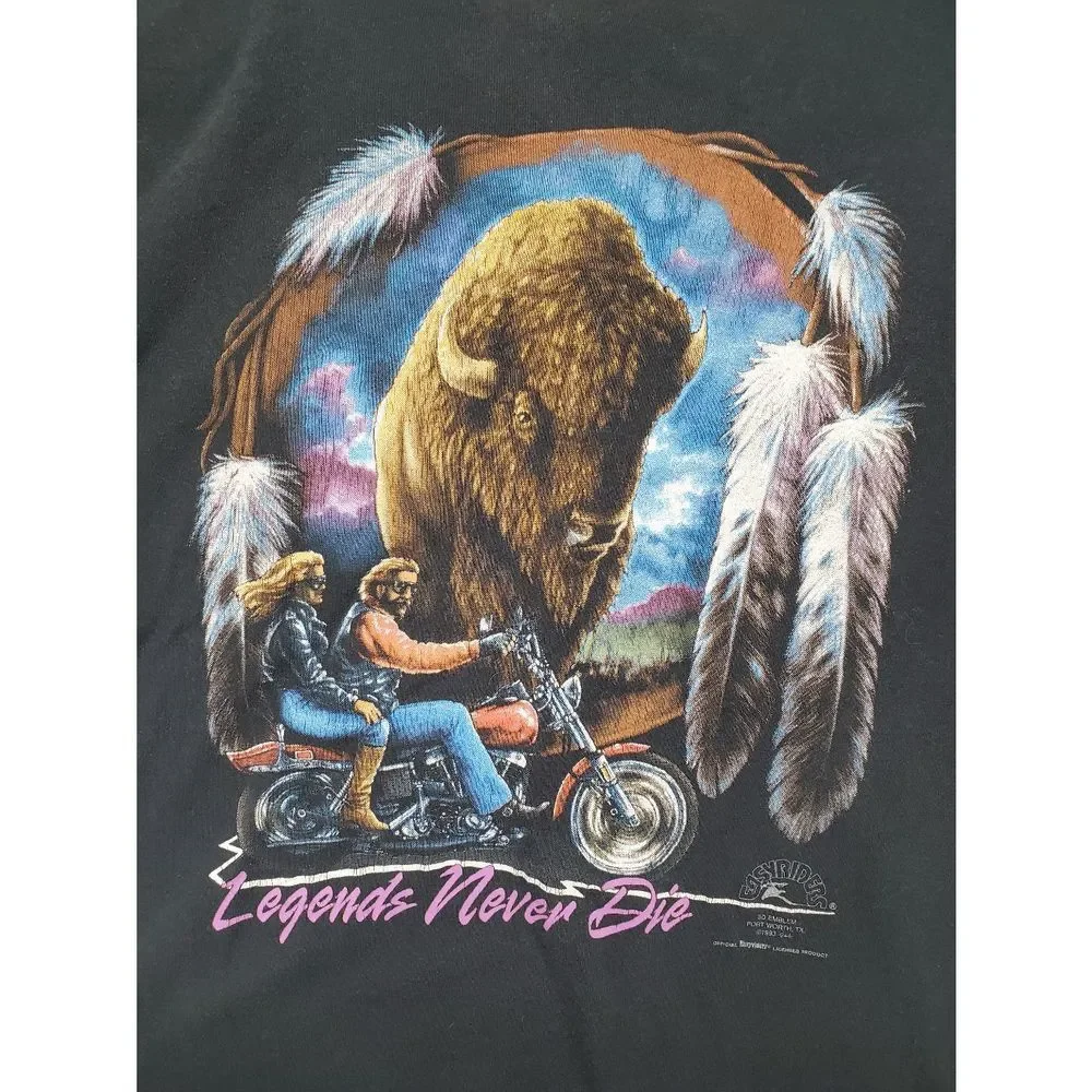 Vintage 3D Emblem Sturgis 1993 Easyriders Legends Never Die T-Shirt Men's Size X - Picture 2 of 9